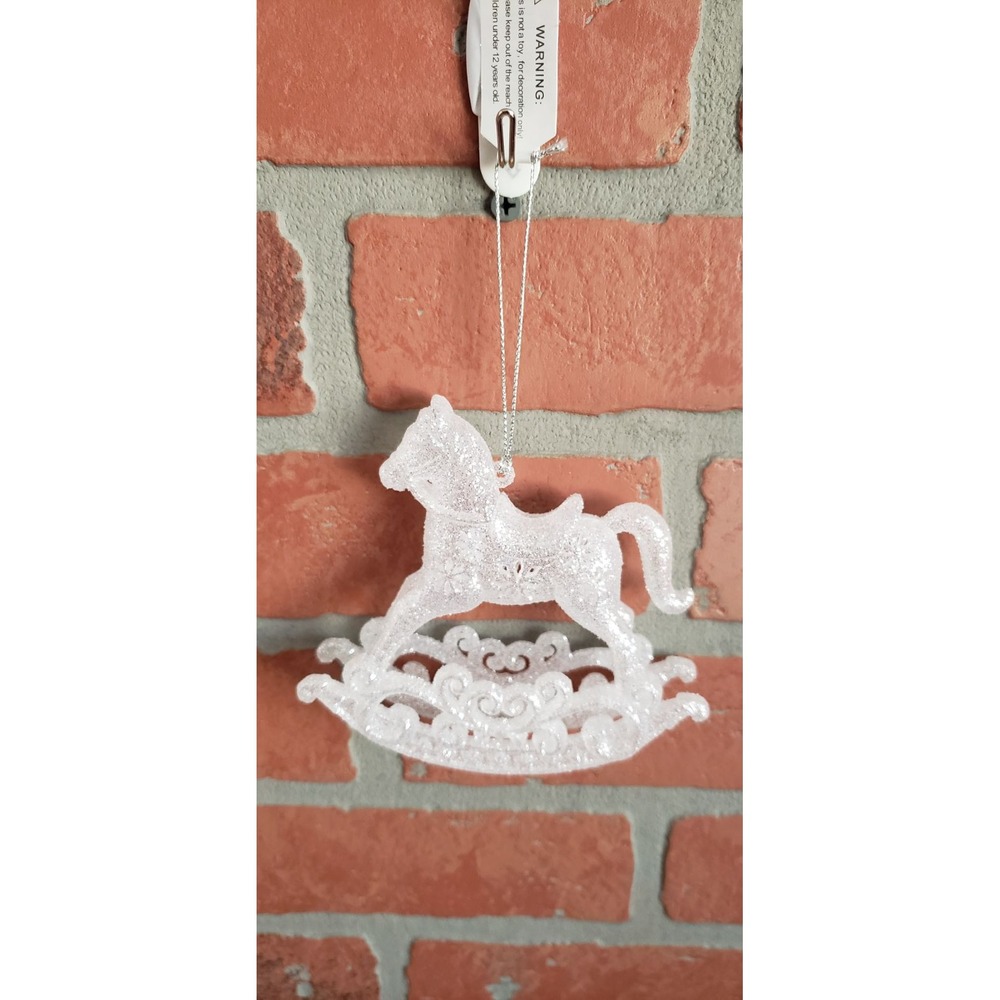 Plastic Glitter Rocking Horse Ornament